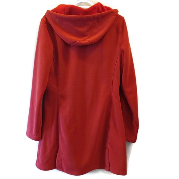 Mondetta Long Red Fleece Jacket with Hood like new - Picture 2 of 8